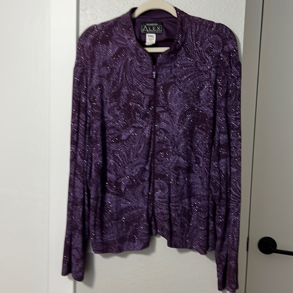 Disco Vintage Pretty Purple Size 24W Sparklee Alex Evening  Party Top Jacket
